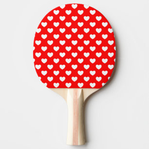 Pala De Ping Pong Patrón De Corazones Blancos En Rojo Y Corazones R