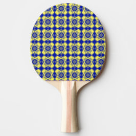 Pala De Ping Pong Patrón de cuadros argyle azul amarillo