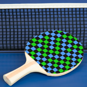 Pala De Ping Pong Patrón de cuadros azules, verdes y negros