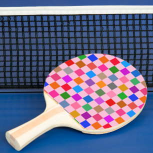 Pala De Ping Pong Patrón de cuadros de colores rosados