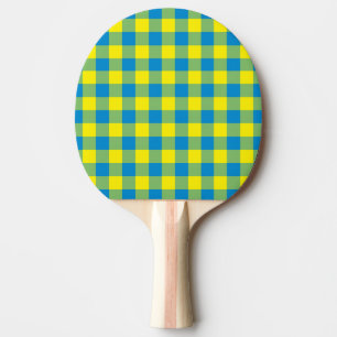 Pala De Ping Pong Patrón de cuadros escoceses azules amarillos y ver
