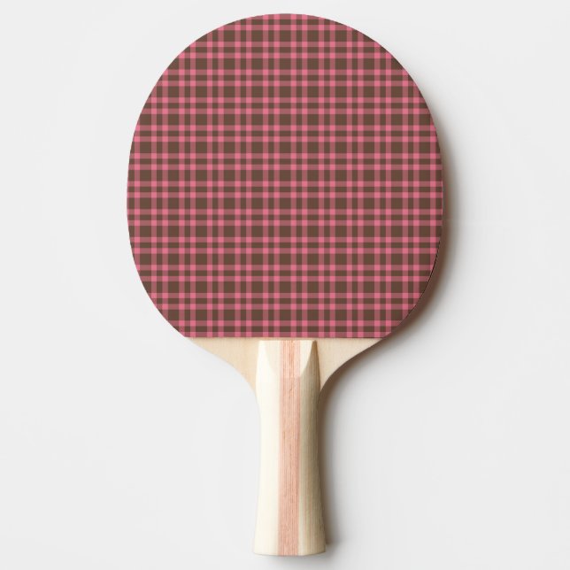 Pala De Ping Pong Patrón de Cuadros Rosa Marrón (Anverso)