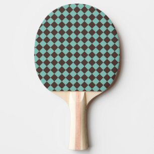 Pala De Ping Pong Patrón de diamante de cuadros marrón turquesa