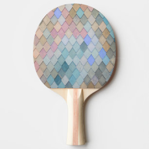 Pala De Ping Pong Patrón de diamante pastel Sirena azul verde rosa
