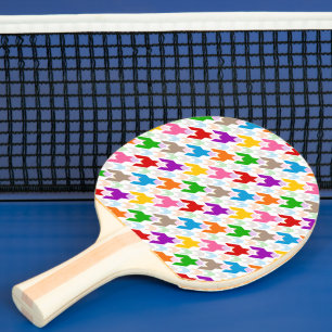 Pala De Ping Pong Patrón de dientes de perro coloridos blanco