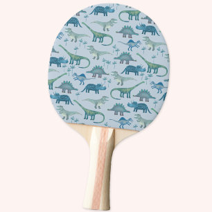 Pala De Ping Pong Patrón de dinosaurio azul prehistórico lindo