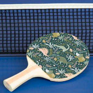 Pala De Ping Pong Patrón de dinosaurios verdes
