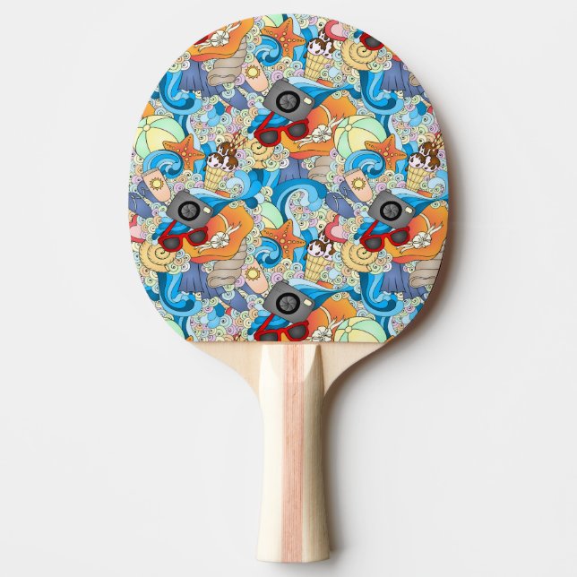 Pala De Ping Pong Patrón de diversión de verano (Anverso)