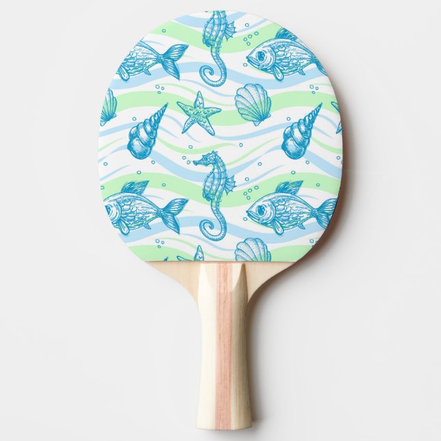 Pala De Ping Pong Patrón de esbozo marino (Anverso)