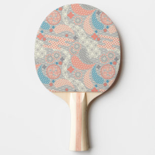 Pala De Ping Pong Patrón de estilo japonés. Ilustracion.