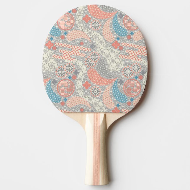 Pala De Ping Pong Patrón de estilo japonés. Ilustracion. (Anverso)