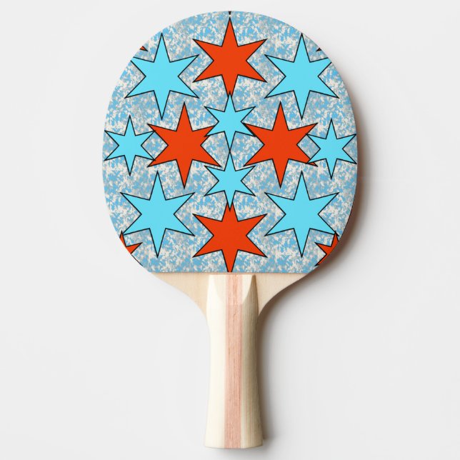 Pala De Ping Pong Patrón de estrella azul y roja (Anverso)
