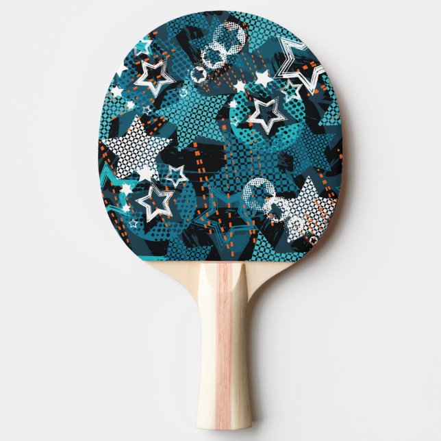 Pala De Ping Pong Patrón de estrella de Grunge, diseño infantil jugu (Anverso)