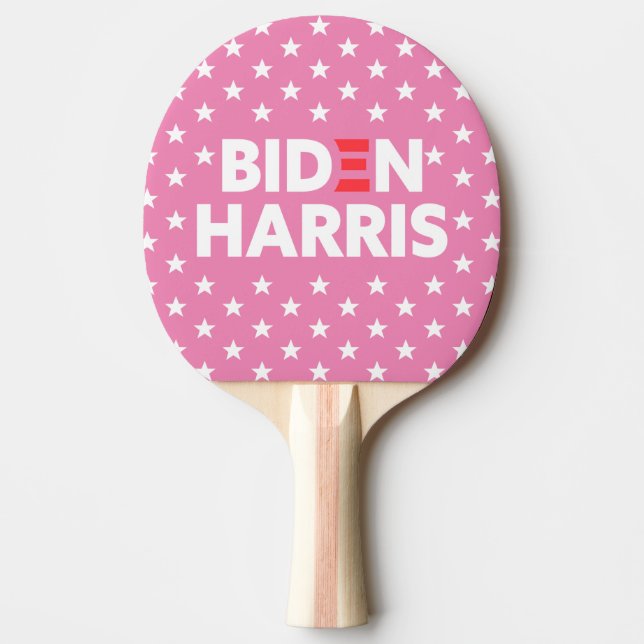 Pala De Ping Pong Patrón de Estrellas Blancas Biden / Harris Pink (Anverso)