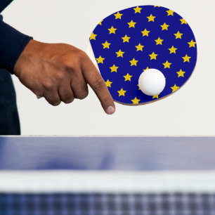Pala De Ping Pong Patrón de estrellas de oro, azul marino, exclusivo