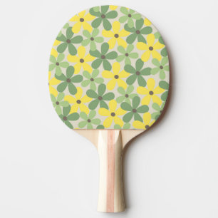 Pala De Ping Pong Patrón de flor del año 2007 retro amarillo verde