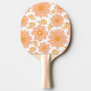 Pala De Ping Pong Patrón de flor del Naranja de Fuzz de color rosa d