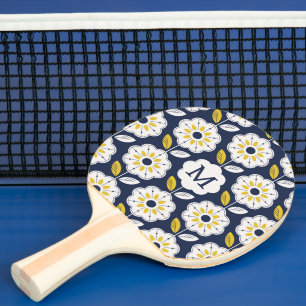 Pala De Ping Pong Patrón de flor geométrica vintage
