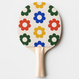 Pala De Ping Pong Patrón de flor primario retro Bauhaus para mujeres