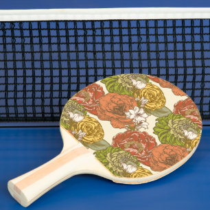 Pala De Ping Pong Patrón de flores de jardín