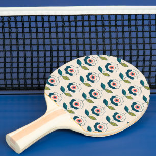 Pala De Ping Pong Patrón de flores de jardín de diversión retro
