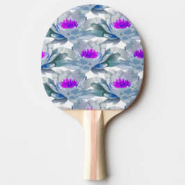 Pala De Ping Pong Patrón de flores grises y púrpuras