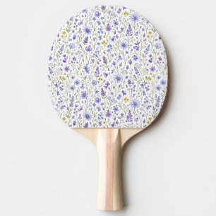 Pala De Ping Pong Patrón de flores silvestres acuarela azul púrpura 