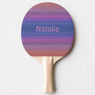 Pala De Ping Pong Patrón de franjas moradas azul naranja con nombre
