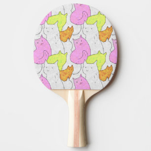 Pala De Ping Pong Patrón de garabatos de gatos en acuarela lindos