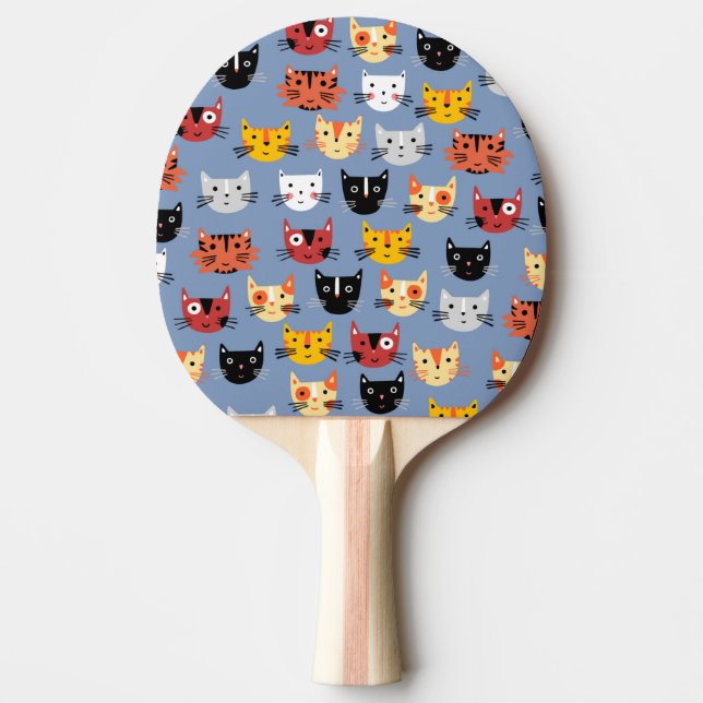Pala De Ping Pong Patrón de gato de corte (Anverso)