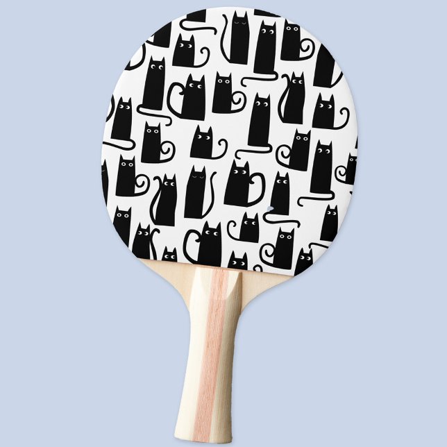 Pala De Ping Pong Patrón de gato negro (Fun black cat pattern ping pong paddle)