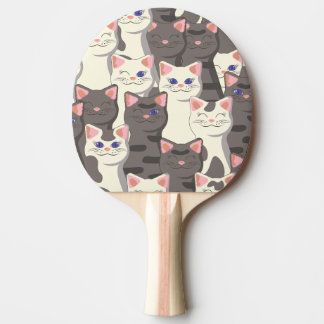 Pala De Ping Pong Patrón de gatos blancos y grises
