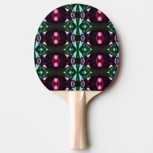 Pala De Ping Pong Patrón de gemas azules rosas negras púrpuras