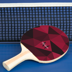 Pala De Ping Pong Patrón de geometría magenta rosa rojo negro Monogr