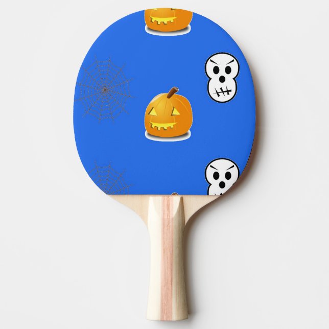Pala De Ping Pong Patrón de Halloween en azul (Anverso)