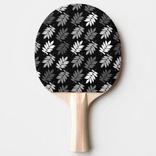 Pala De Ping Pong Patrón de hoja de anciano negro blanco gris