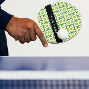 Pala De Ping Pong Patrón de Hoja, Hojas Verdes, Tu Nombre