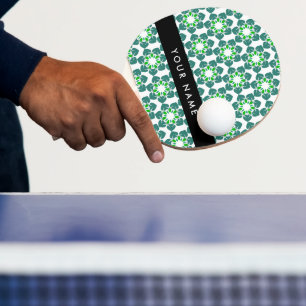 Pala De Ping Pong Patrón de Hoja, Hojas Verdes, Tu Nombre