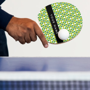 Pala De Ping Pong Patrón de Hoja, Hojas Verdes, Tu Nombre