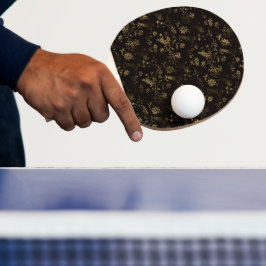 Pala De Ping Pong Patrón de hojas doradas de Glam