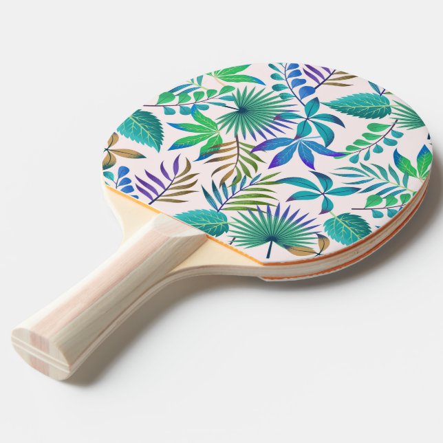 Pala De Ping Pong Patrón de hojas tropicales (Ángulo frontal)