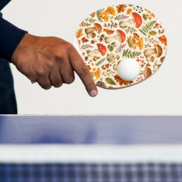 Pala De Ping Pong Patrón de hongos de otoño en acuarela