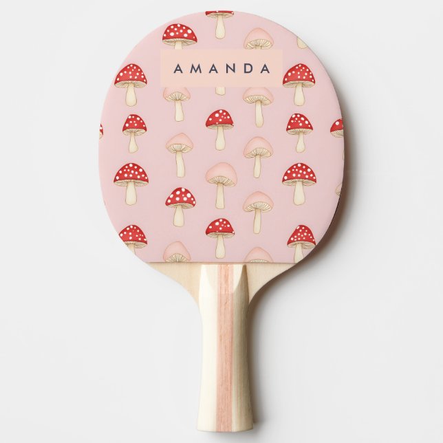 Pala De Ping Pong Patrón de hongos rojos y brillantes personalizado (Anverso)
