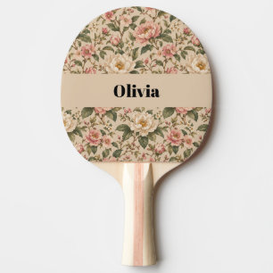 Pala De Ping Pong Patrón de jardín de peonía y rosa romántica vintag