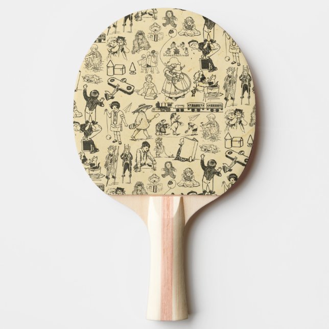 Pala De Ping Pong Patrón de juguetes de época y niños de juego (Anverso)