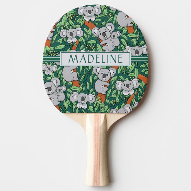 Pala De Ping Pong Patrón de Koala Personalizado Cazador Verde (Anverso)