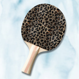 Pala De Ping Pong Patrón de leopardo dorado negro marrón brillo de l