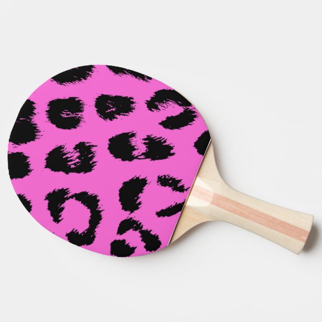 Pala De Ping Pong Patrón de leopardo rosa y negro (Lateral)