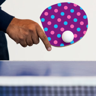 Pala De Ping Pong Patrón de lunares rosa azul púrpura