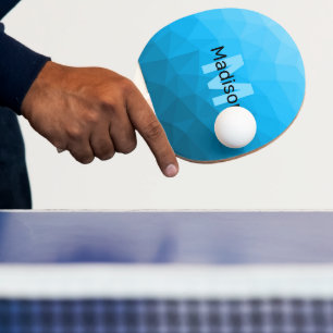 Pala De Ping Pong Patrón de malla geométrica de gradiente cian azul
